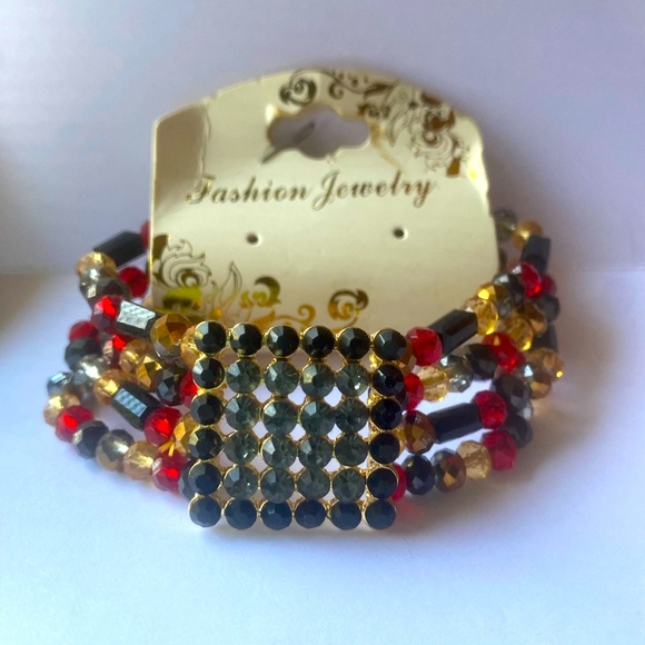 Beaded rhinestone stretch bracelet - Picture 3 of 7